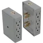 2 Side Entry 6-Way Electrical Socket Outlet Splitter In-Wall Tap Adapter In Grey