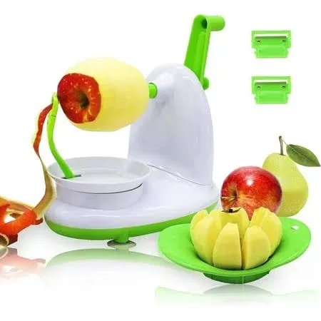 NIUNIUNIU Upgraded Apple Peeler and Corer for Apple Pear Citrus Manual Rotating Kitchen Gadget Includes 2 Replacement Heads and 1 Splitter (whitish Green)