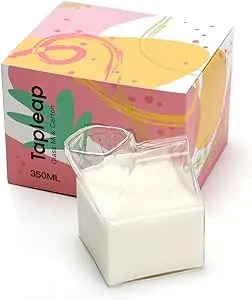 Glass Milk Carton, Kawaii Aesthetic Clear Cup, Cute Mini Creamer Container - Small Gift Choice