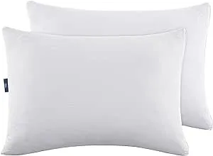 Serta Power Chill Cooling Medium/Firm Down Alternative Bed Pillows for Side, Stomach or Back Sleepers (2 Pack), Queen, White