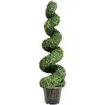 4FT Artificial Boxwood Spiral Tree Faux Tree W/Realistic Leaves Indoor Outdoor