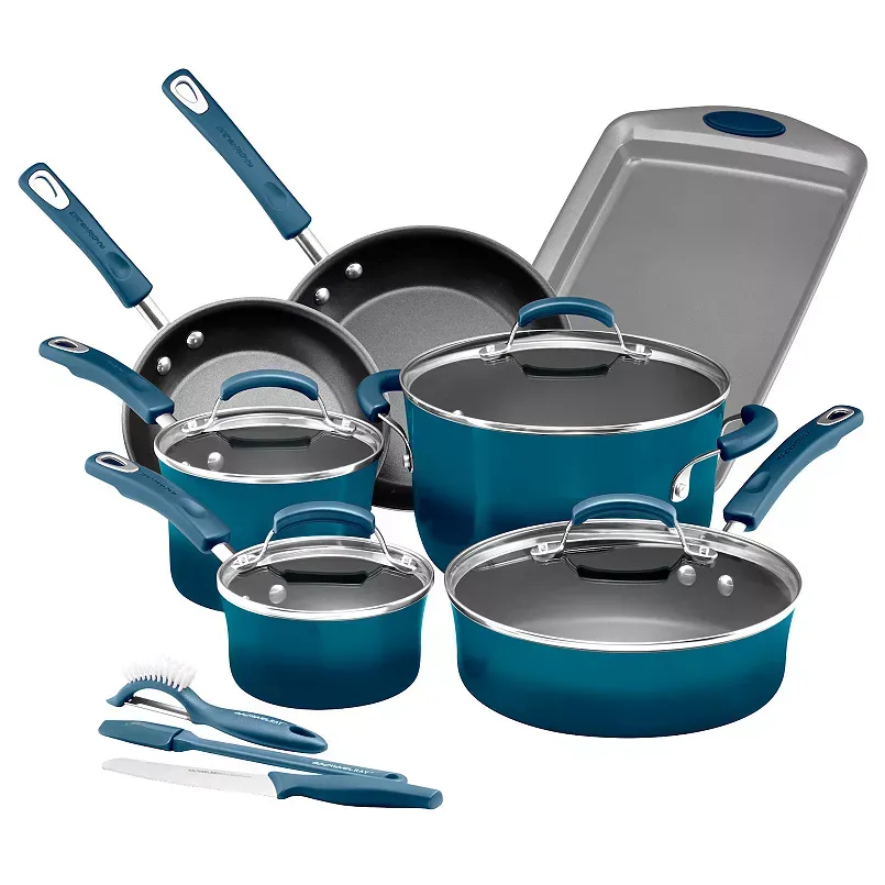 Rachael Ray Classic Brights 14-pc. Hard Enamel Nonstick Cookware Set