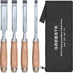 GREBSTK Professional Wood Chisel Set with Oxford Bag for Woodworking, CR-V Steel