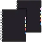 EOOUT 2 Pack Multi Subject Notebook, Spiral Notebook College Ruled with Tabs, 7.5”×10”, Lined Journals with Dividers, 290 Pages, for Gifts, School Office Supplies