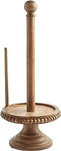 Mud Pie, Brown, Wood Beaded Paper Towel Holder, 16" x 6 1/2" Dia