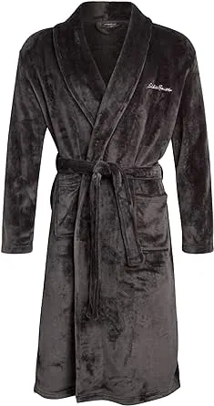 Eddie Bauer Mens' Plush Bathrobe- Soft Fleece Spa Bath Robe with 2 External Pockets and Belt for Men