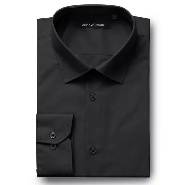 Big Men's Big & Tall Shirts Regular Fit Long Sleeve Solid Business Casual Dress Shirts for Men