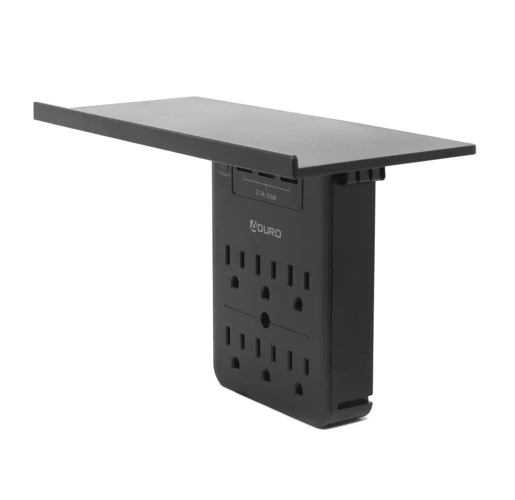 Aduro Surge Shelf 6 Outlet 3 USB Port Charging Station Surge Protector