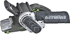 Genesis GBS321A Single Lever 3" x 21" Variable Speed Belt Sander with Adjustable Front Handle and Dust Collection Bag , Grey