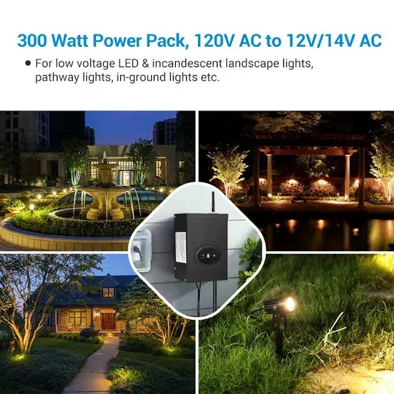 DEWENWILS WiFi 300W Low Voltage Transformer with Timer, 120V to AC 12/14V Low Voltage Landscape Lighting Transformer for LED Lights