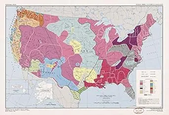 US Map of Indian Tribes, Cultures &amp; Languages Native American History Art Poster