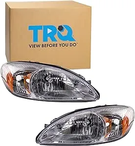 TRQ Headlight Assembly Set Headlights Driver & Passenger Side Halogen Compatible with 2000-2007 Ford Taurus FO2502169 FO2503169