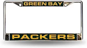 Rico Industries NFL Football Green Bay Packers Green Chrome Laser License Frame 12" x 6"