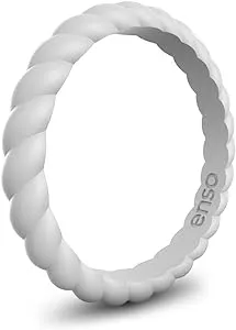 Enso Rings Stackable Braided Silicone Wedding Ring – Hypoallergenic Unisex Stackable Wedding Band – Comfortable Minimalist Band – 2.5mm Wide, .8mm Thick