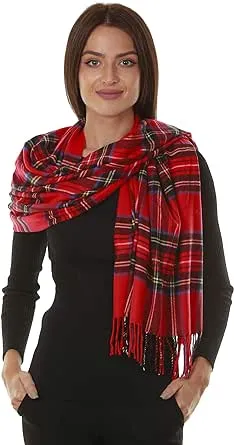 Gilbin's Big Winter Warm Tartan Checked Cashmere Feel Shawl Blanket Scarf