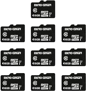 INLAND Micro Center 16GB Class 10 MicroSDHC Flash Memory Card with Adapter for Mobile Device Storage Phone, Tablet, Drone & Full HD Video Recording - 80MB/s UHS-I, C10, U1 (10 Pack)