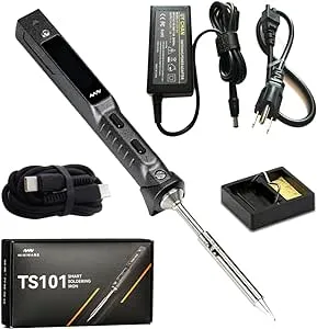 Original TS101 Soldering Pen Upgraded from TS100 DC 65W PD 45W Power Programmable Smart Mini Electric Portable Soldering Iron Station Kit with I Solder Tip USB Type C Cable