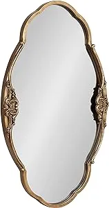 Kate and Laurel Novella Glam Ornate Mirror, 18x30, Gold, Traditional Baroque Inspired Wall Decor