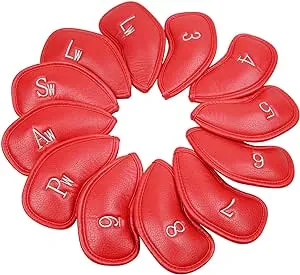 Sword &Shield sports 12pcs Thick Synthetic Leather Golf Iron Head Covers Set Headcover Fit All Brands Titleist, Callaway, Ping, Taylormade, Cobra, Nike, Etc