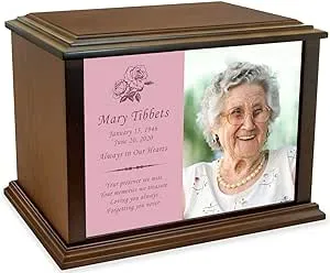 Personalized Custom Photo Eternal Reflections Wood Cremation Urn for Ashes - Customizable Urn - Large Size Urn - for a Person up to 225 Pounds