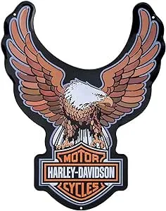 Harley-Davidson Embossed Tin Sign, Bar & Shield Eagle Shaped, 15.5 x 20 inches