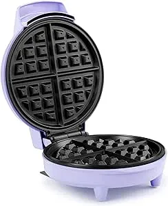 HOLSTEIN HOUSEWARES 7 in. Lavender/Stainless Steel Belgian Waffle Maker with Non-Stick Coating, Purple