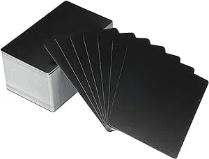 100 Metal Cards 0.45mm 3.4x2.1 Aluminum Engrave Name for DIY, Black (Color : Matte Black)