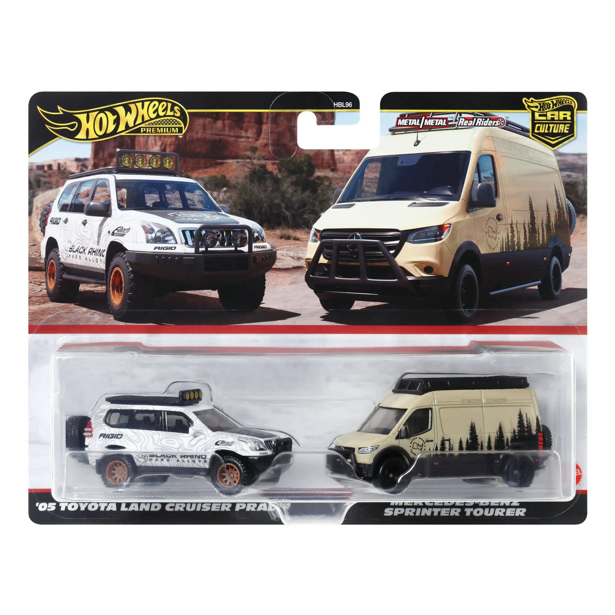 Hot Wheels Premium 2 Pack Toyota Land Cruiser Prado, Mercedes-Benz Sprinter Van