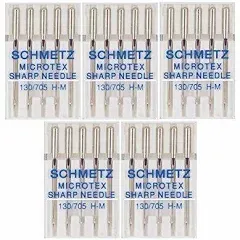 25 Schmetz Microtex Sharp Sewing Machine Needles 130/705 H-M Size 70/10