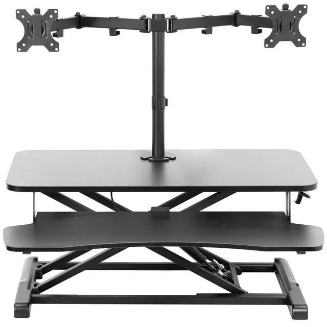 Vivo Standing Desk Converter with Dual Monitor Mount Black / 32"