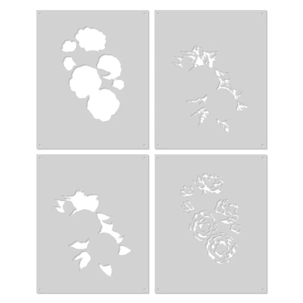 Peonies Color Layering Flower Stencil by Hero Arts 4 Stencils SA190 NEW!