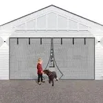 Privacy Garage Door Screen Blackout for 1 Car Garage-12x7FT Privacy Silver Grey Heavy Duty Magnetic Garage Screen, Hands Free, Magnetic Privacy Garage Screen Door