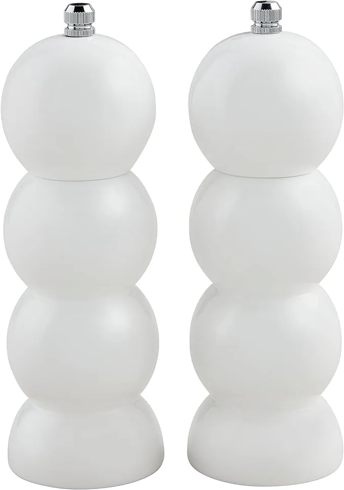 Mud Pie Classic Salt Pepper Grinders, 6.25" x 2.25", WHITE