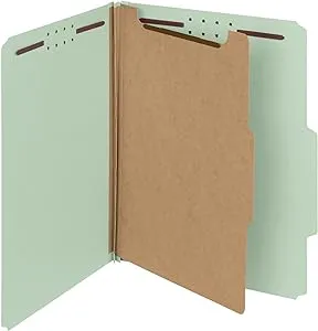 Smead Classification Folder One Divider 2&#034; Exp. 2/5 Cut Letter Gray/Green 10/Box