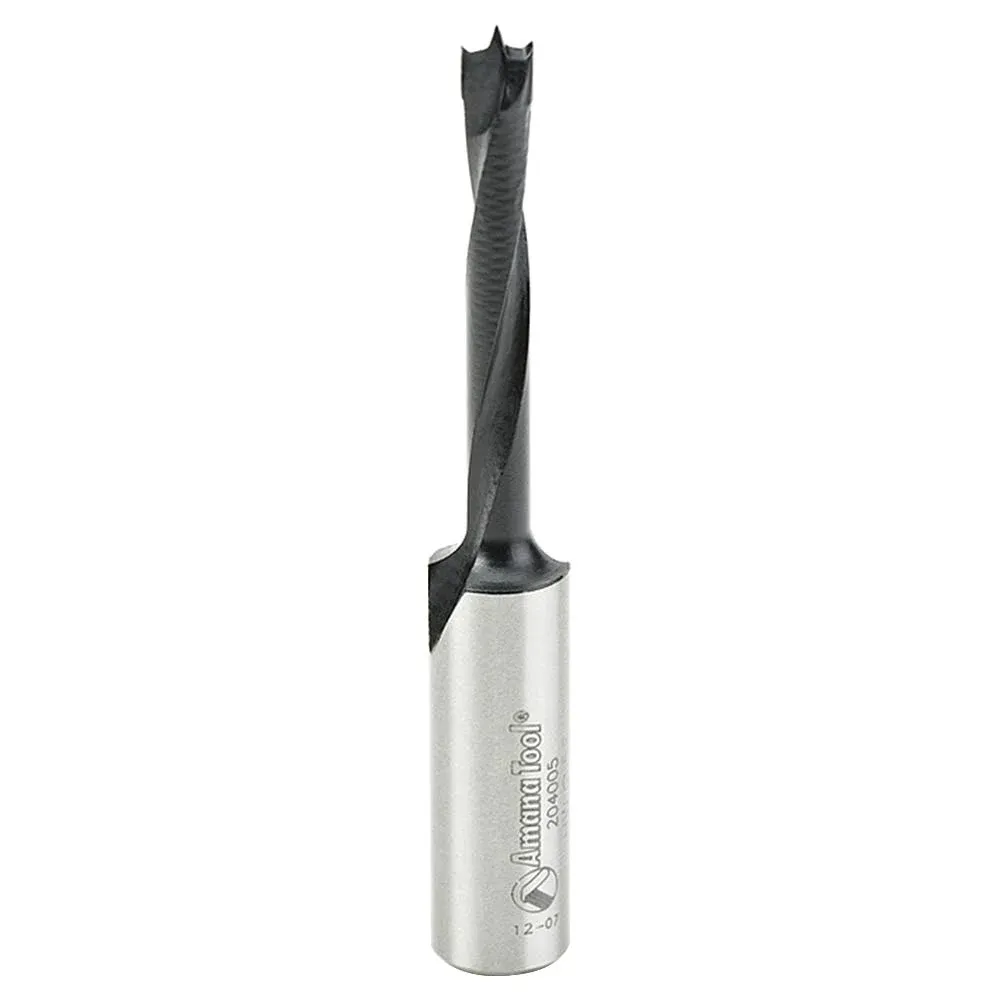 Amana 204005 Carbide Tipped Brad Point Boring Bit R/H 5mm Dia x 70mm Long x 10mm Shank