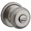 Kwikset Hancock Interior Privacy Door Knob with Lock, Door Handle For Bathroom and Bedroom, Satin Nickel Keyless Turn Lock Doorknob, with Microban Protection