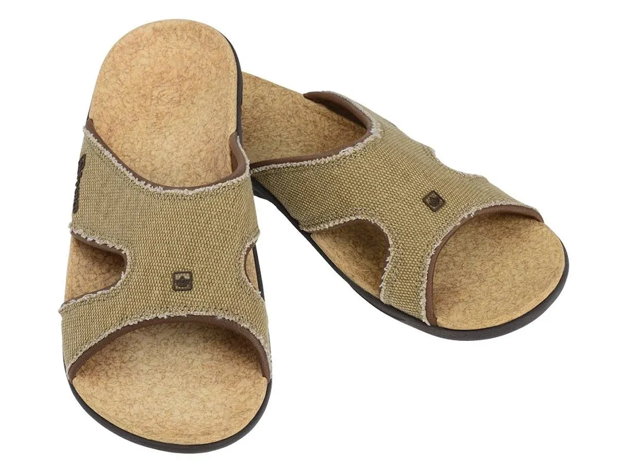 Spenco Kholo Men&#039;s Orthotic Slide Sandals Straw / Java / Cork - 9 Medium