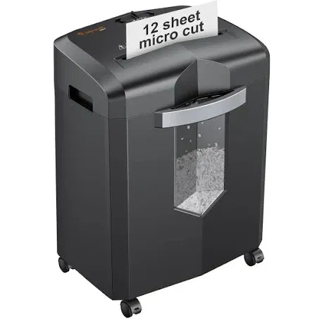 Bonsaii 12-Sheet Micro Cut Shredders for Home Office, 60 Minute P-4 Security Level Paper Shredder for CD, Credit Card, Mails, Staple, Clip, with Jam-Proof System & 4.2 Gal Pullout Bin C266-B