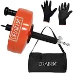 Drainx Power Pro 25-ft Steel Drum Auger Plumbing Snake with Drill Attachment | Use Manually or Powered | Heavy Duty Drain Cleaning Cable with Work