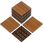 Set of 6 Wood/Plastic Composite Interlocking Deck Tiles for Outdoor Flooring – by Pure Garden (Brown WOODGRAIN)