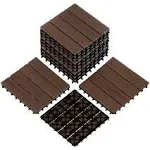 6 Sets Patio Interlocking Deck Tiles Mocha Woodgrain Composite 11.63In Square