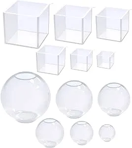 12Pcs Transparent Epoxy Resin Molds Silicone Set, Clear Silicone Molds for Epoxy Resin Include Seamless Sphere Resin Molds Silicone,Deep Cube Resin Molds Silicone,Molds for Resin Casting