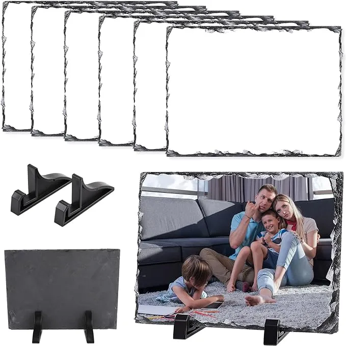 6 Pcs Sublimation Slate Blanks 5.9 x 7.8 inch Picture Frame Heat Transfer Rock