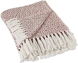 DII Rustic Farmhouse Double Diamond Woven Throw, 50x60, Cinnamon