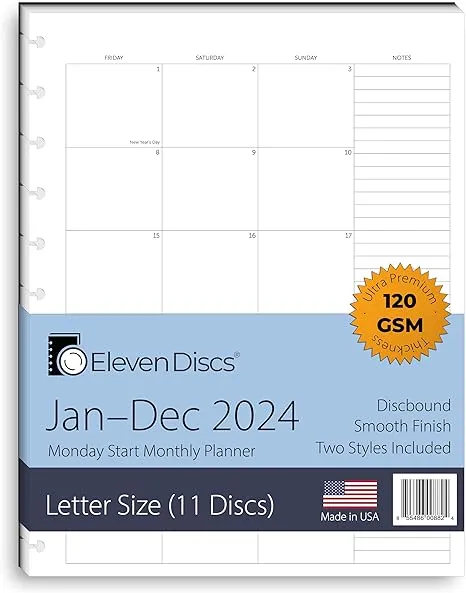 Discbound Paper, Letter Size Margin Ruled Sheets - Premium 120gsm Heavyweight Notebook & Planner Refills - 11 Discs, 8.5 x 11 in - Punched for Circa, Arc, TUL (40 Sheets)