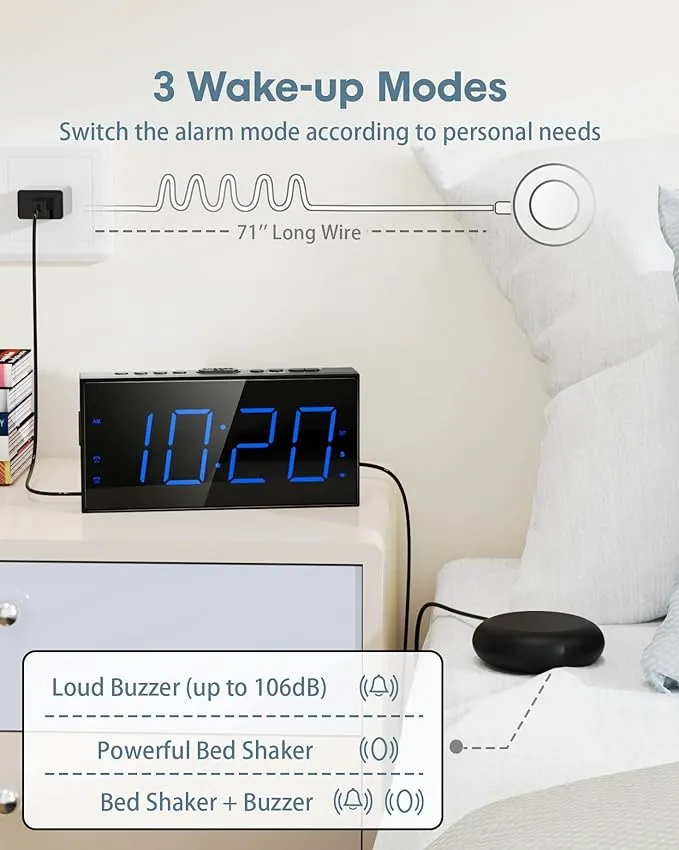 Very Loud Alarm Clock with Bed Shaker