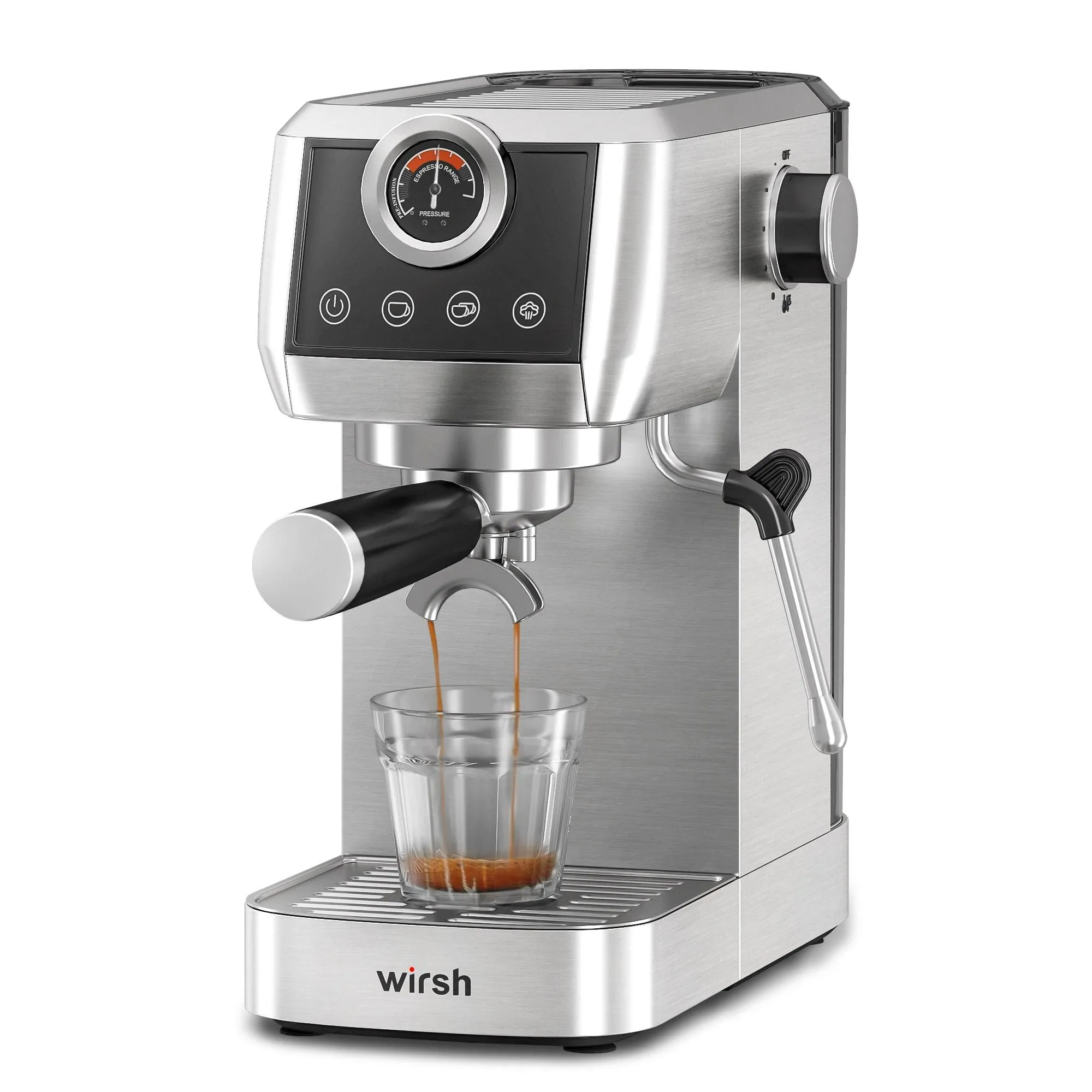 wirsh Espresso Machine, 20 Bar Espresso Maker Plastic Free Portafitler Steamer