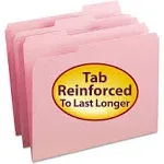 Smead Reinforced Top Tab Colored File Folders, 1/3-Cut Tabs, Letter size, Pink, 100/Box (12634)