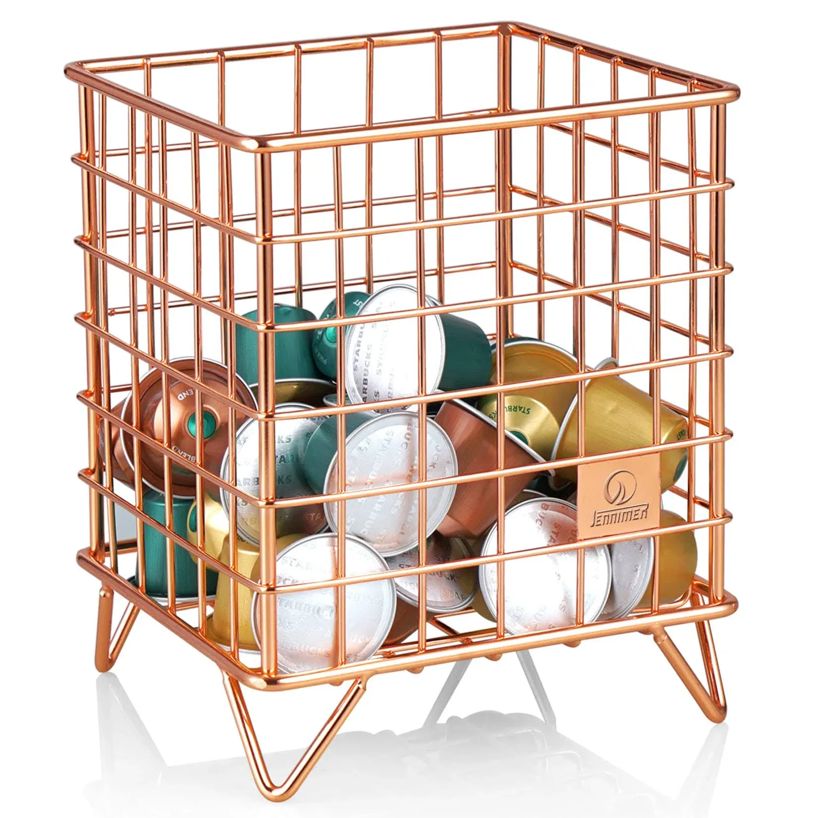 Coffee Pod Basket, K Cup Coffee Pod Holder,Coffee Capsule Cages, Kitchen Counter Storage Baskets (Rose Gold)