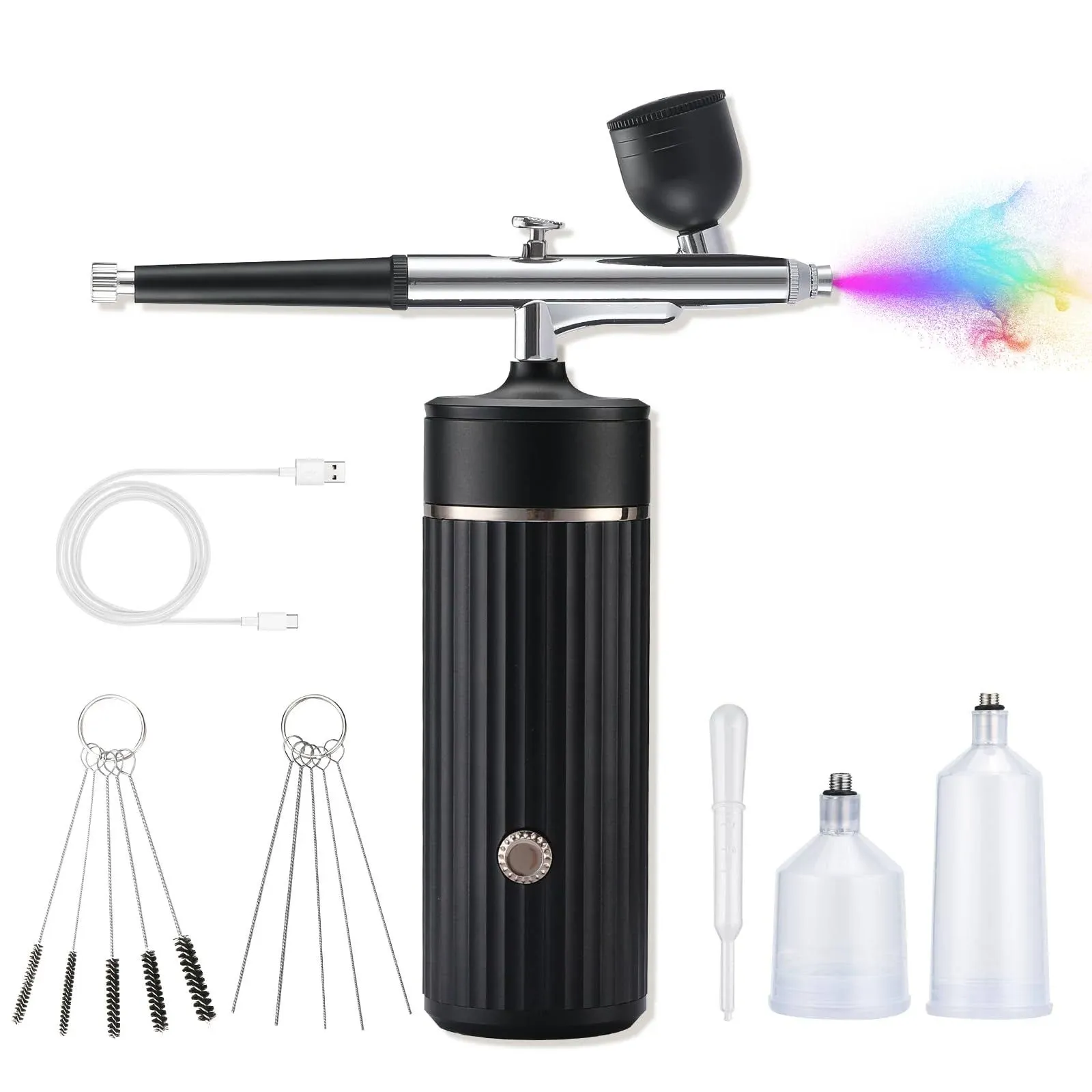 Cordless Airbrush Kit with Compressor - Rechargeable Air Brush Gun Set with 0.3mm Tip, 20-27psi Airbrush Kit for Model Painting, Nail Airbrush